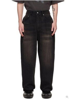 We11done faded wide leg jeans black women's size L